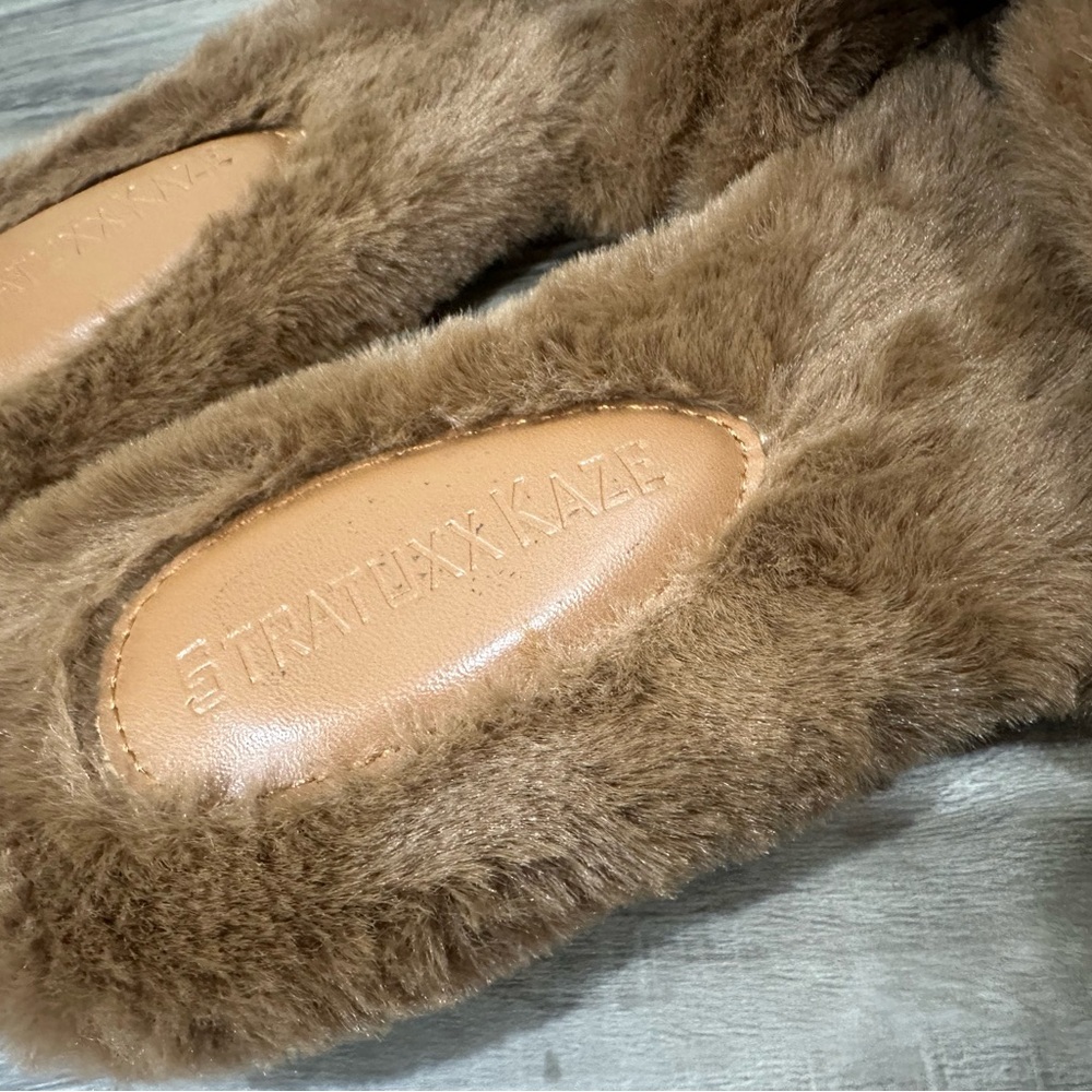 Stratton Kaze Faux Fur Teddy Slide Sandals Brown Cozy Slippers - Picture 3 of 5